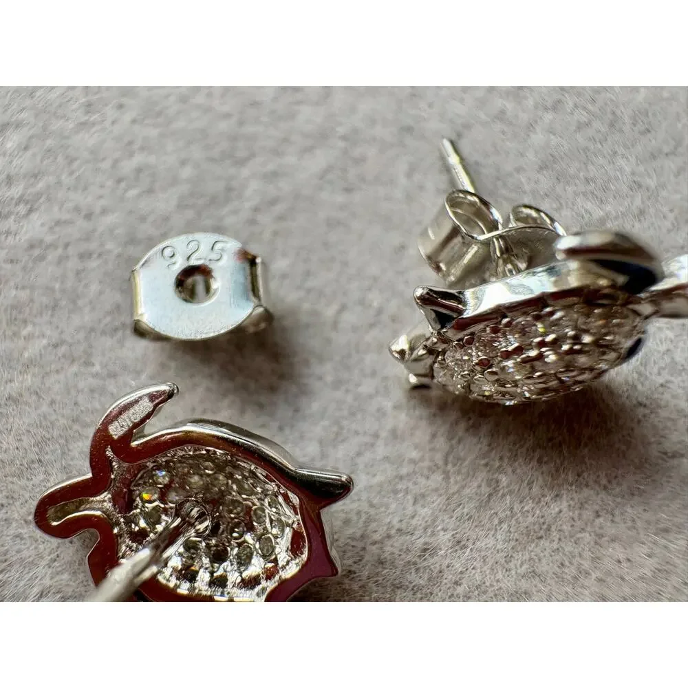 .75CTW Moissanite Turtle Earrings - New! Sterling Silver - Picture 4 of 7